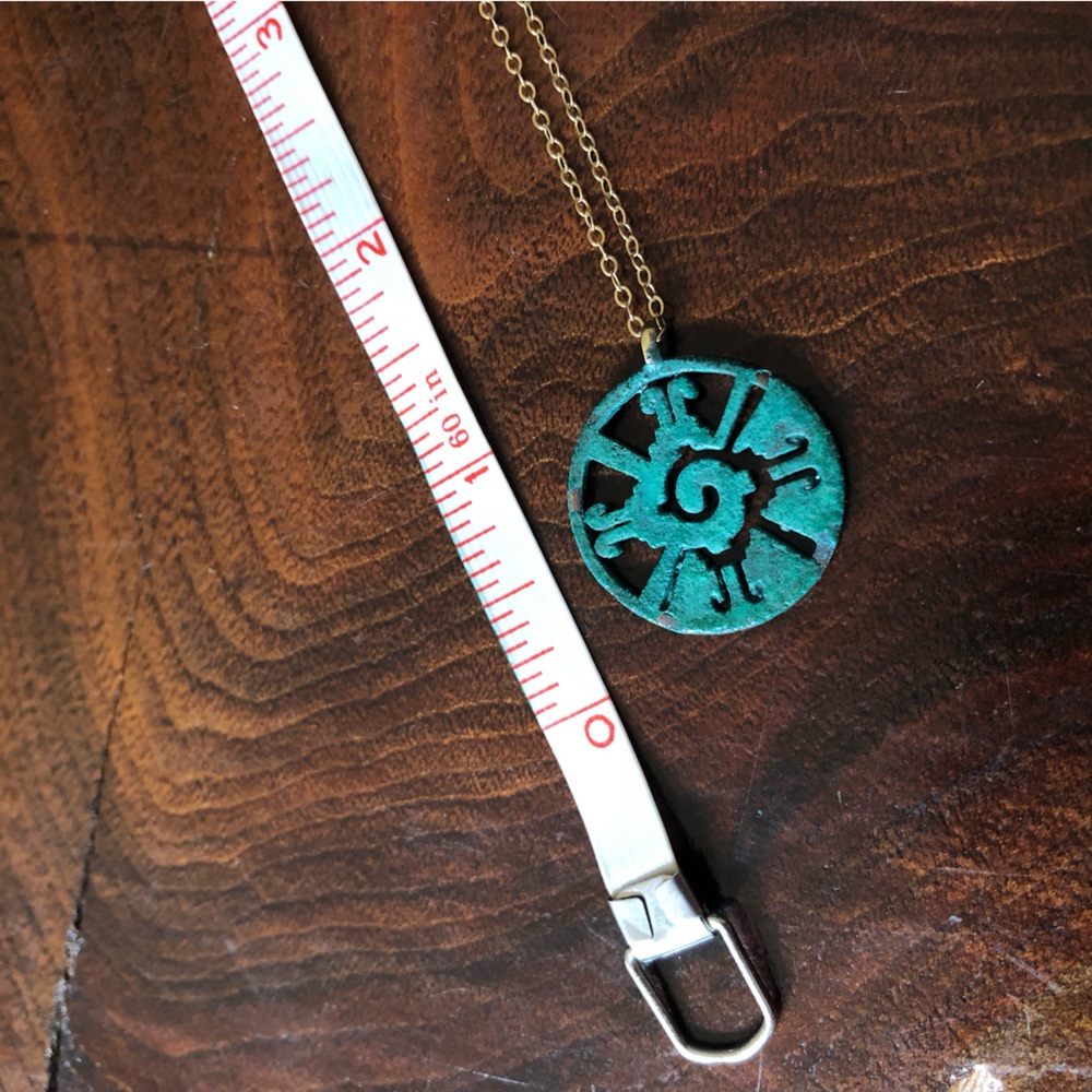 MODERN ARTIFACT Handmade Patina Necklace with Gold Filled Chain